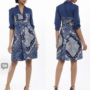 Anthropologie Blue Bandana Midi Dress
